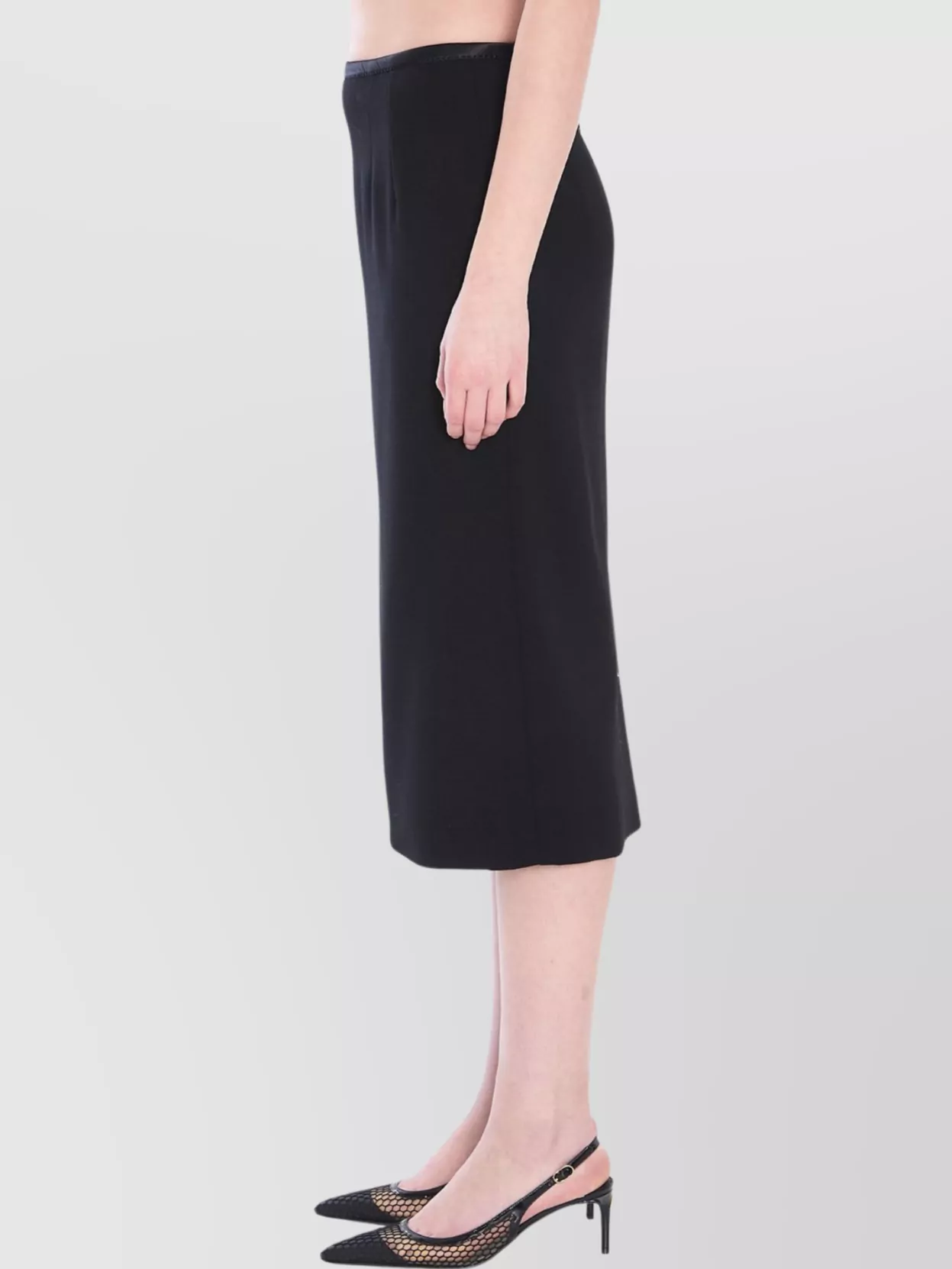 Dolce&Gabbana Wool Crepe Pencil Skirt With Satin Edges