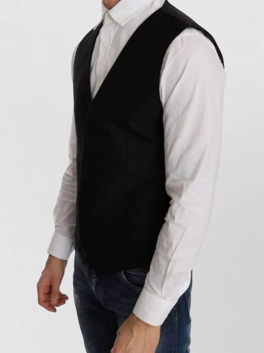 Dolce&Gabbana Silk Blend Polka Dot V-Neck Vest