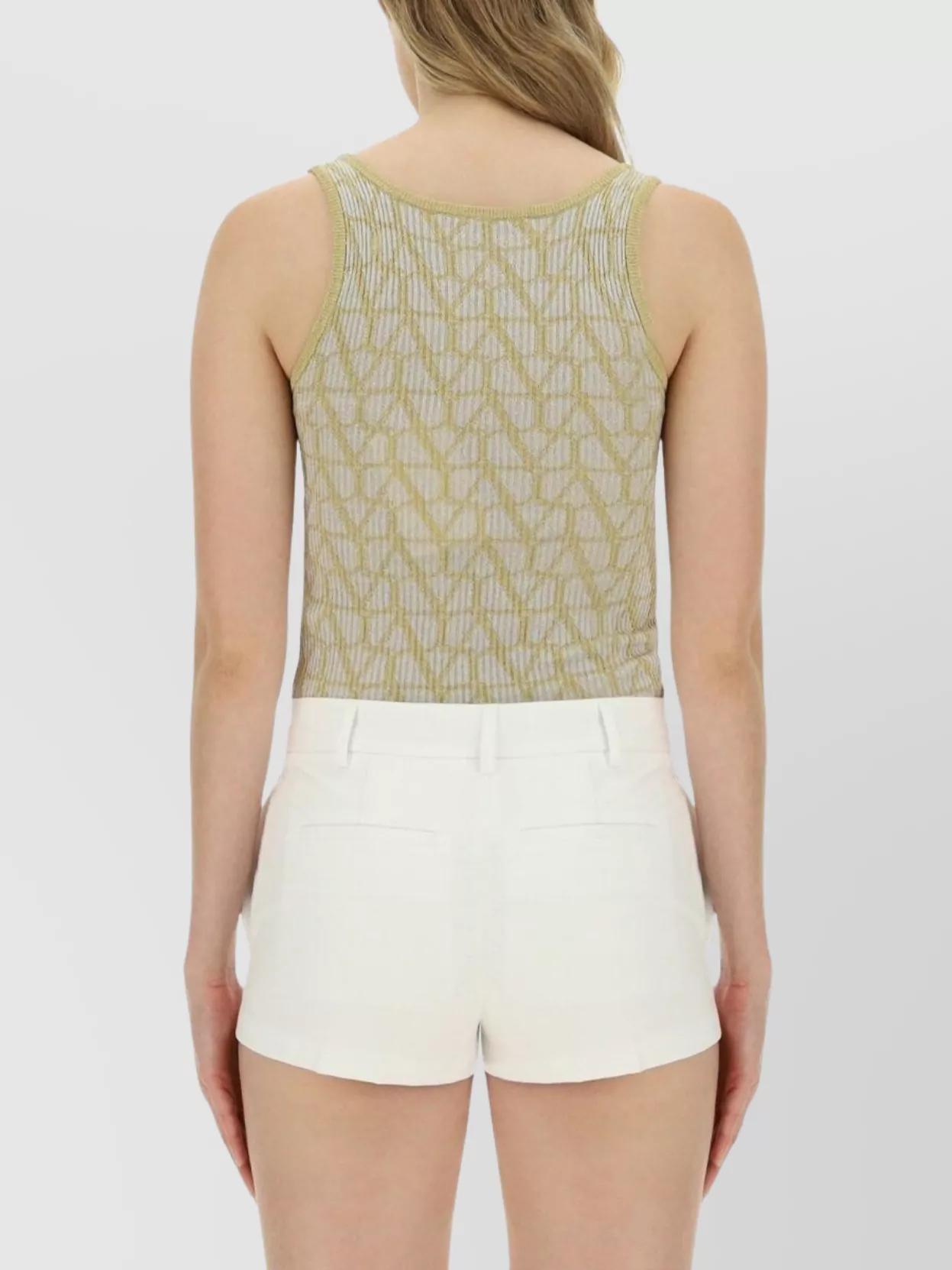 Valentino Fitted Geometric Lurex Sleeveless Top