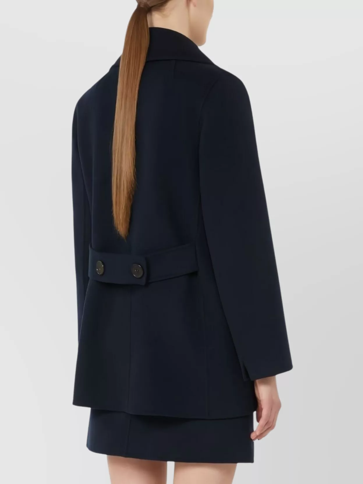 S Max Mara Back Belted Buttoned Double-Breasted Lapel Jacket