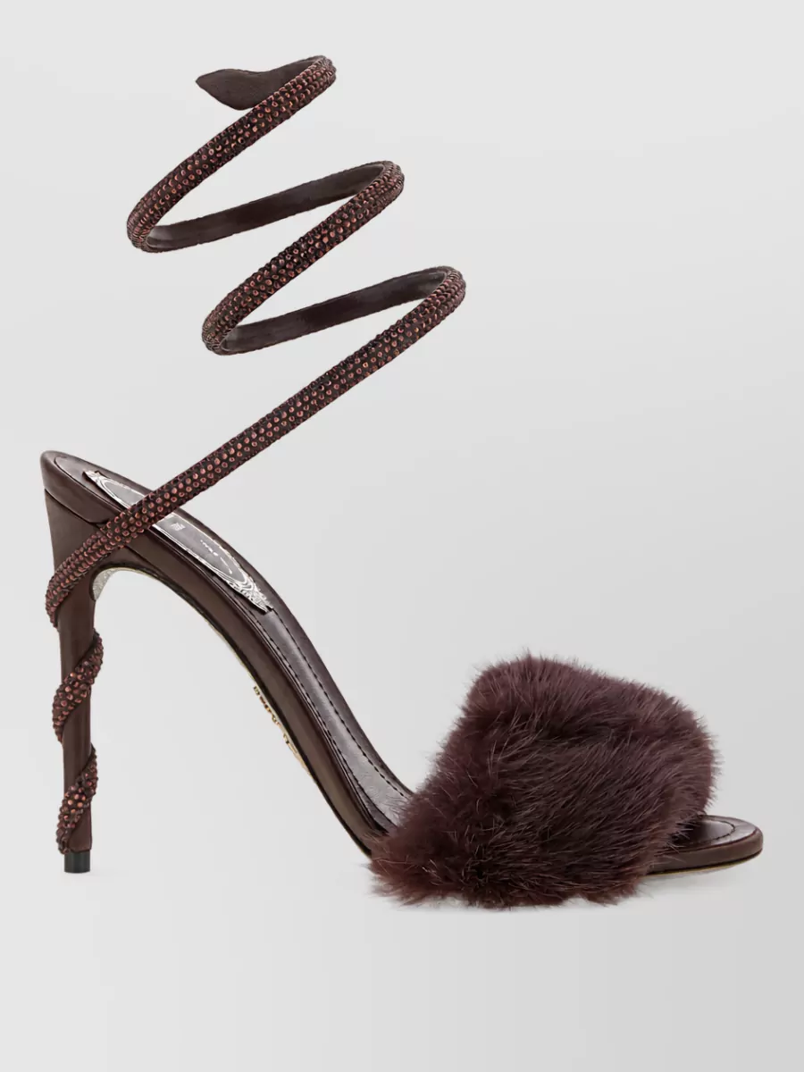 Rene Caovilla Silk Satin Embellished Mules