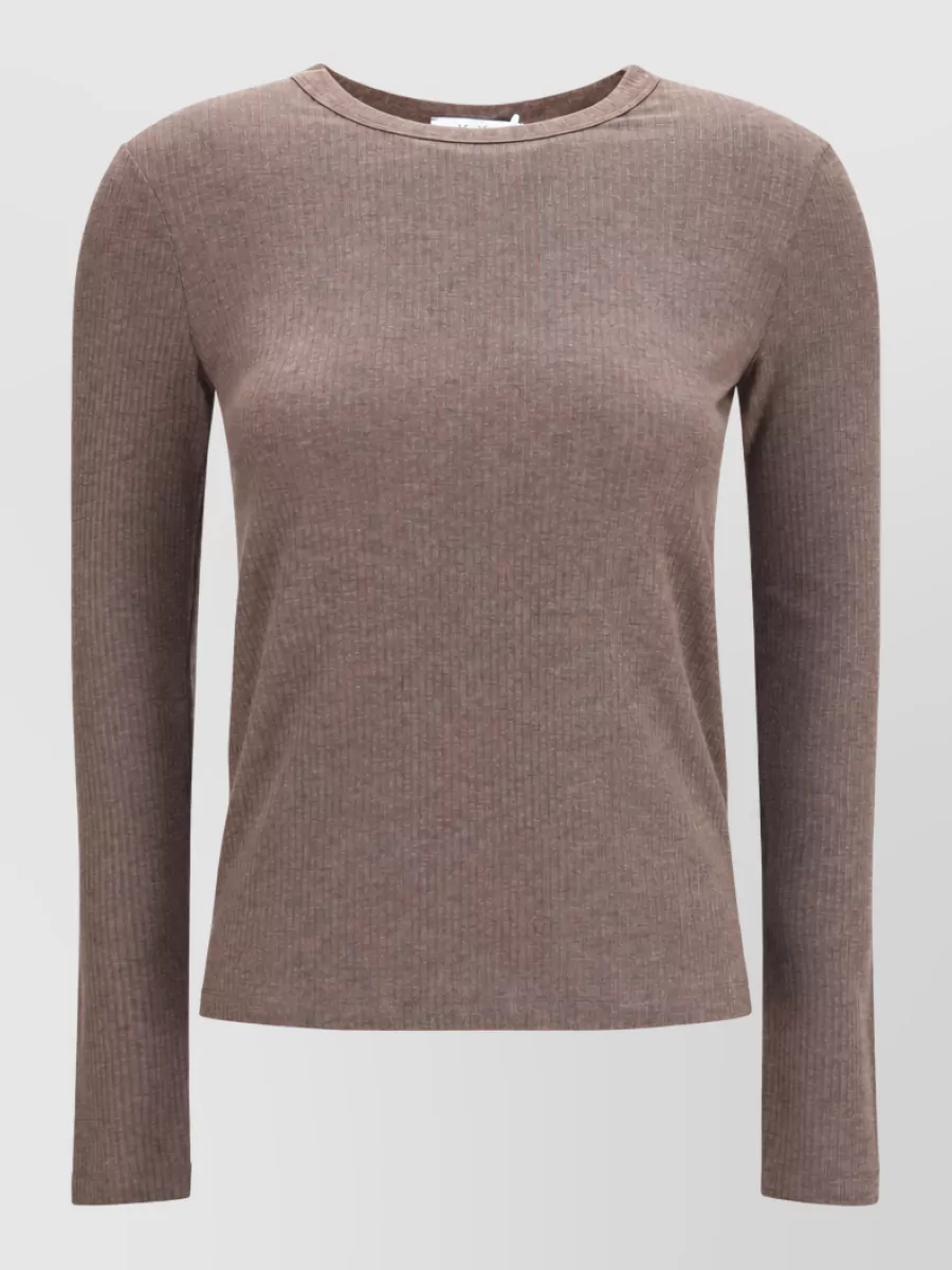 Max Mara Silk ribbed long-sleeve sweater