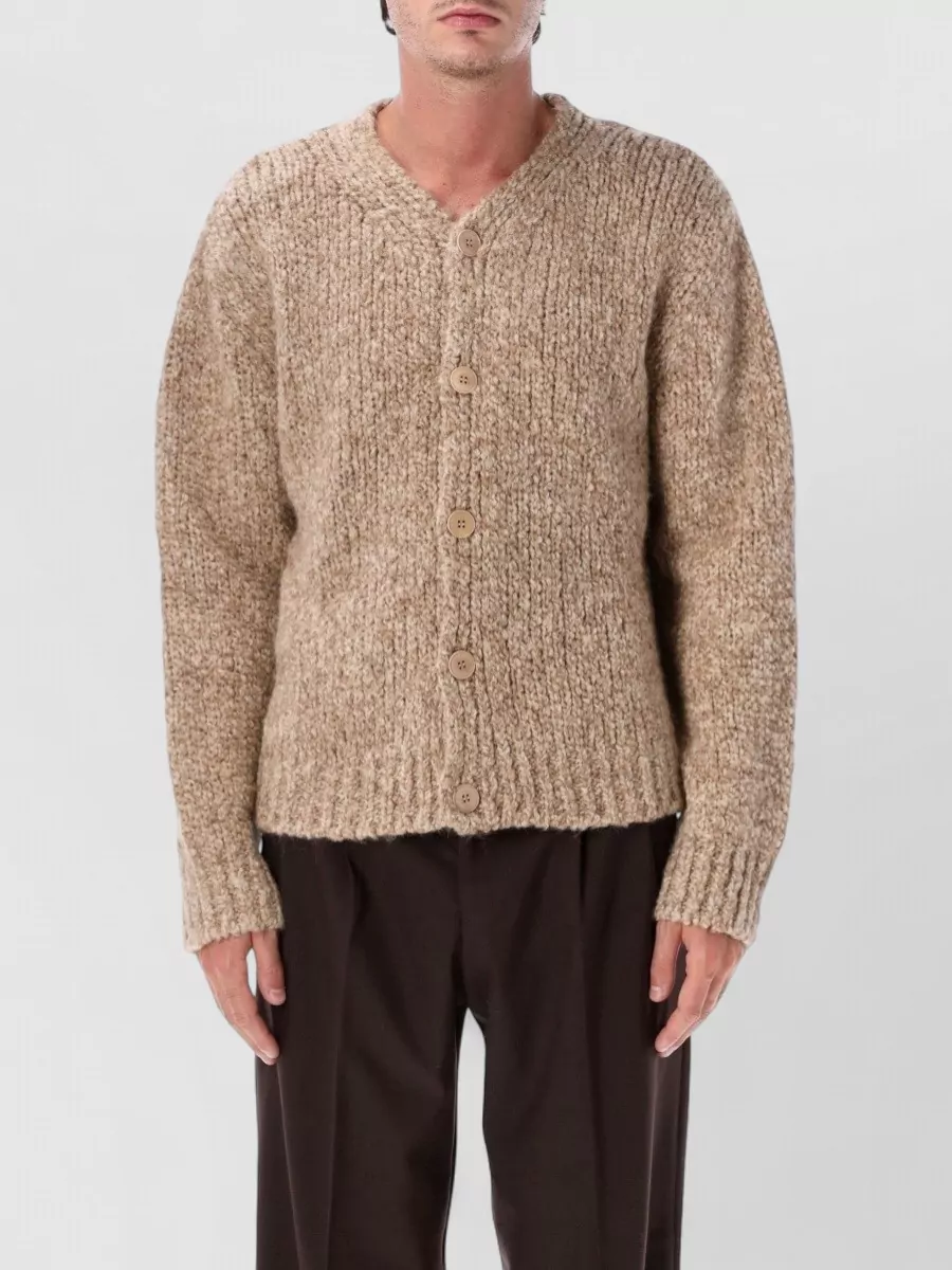 Sunflower alpaca wool textured v-neck cardigan