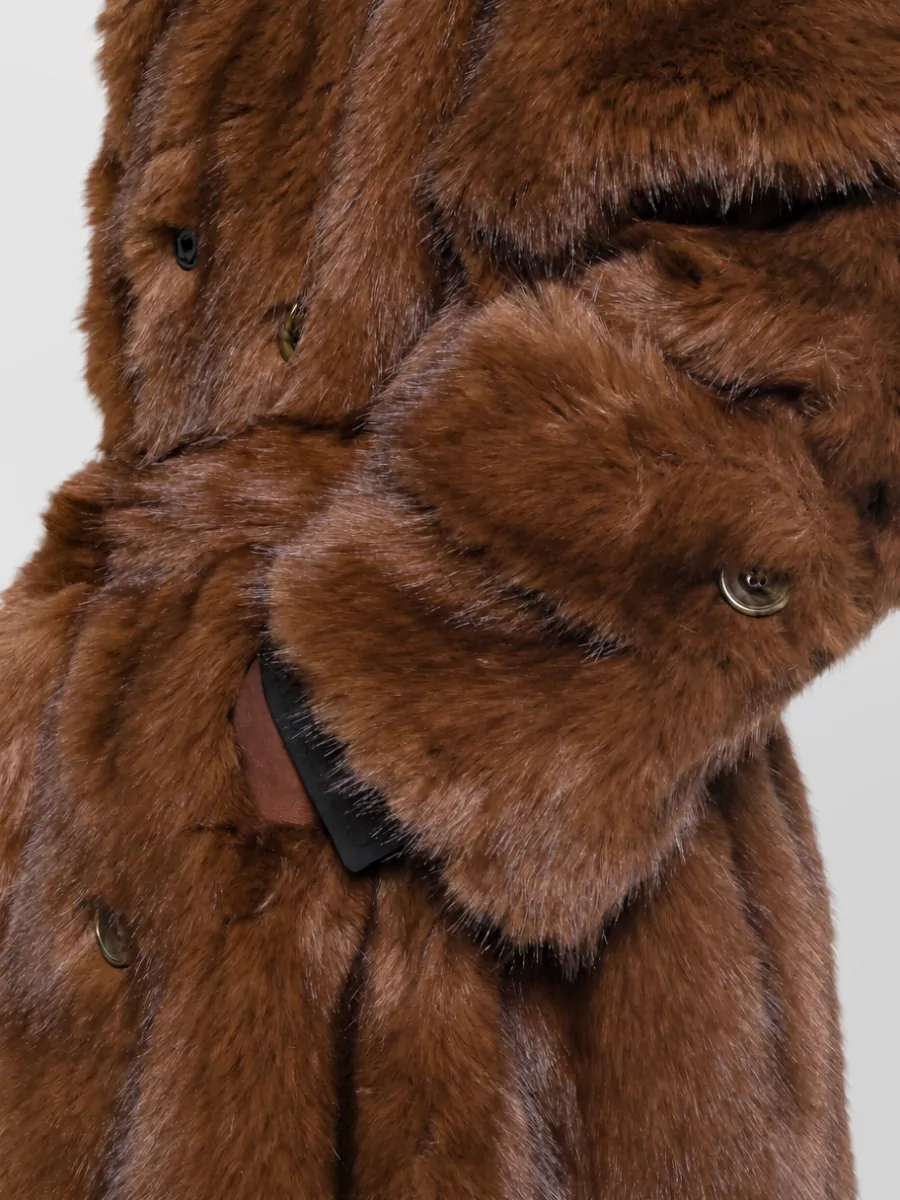 Bb Couture Faux Fur Double-Breasted Belted Coat