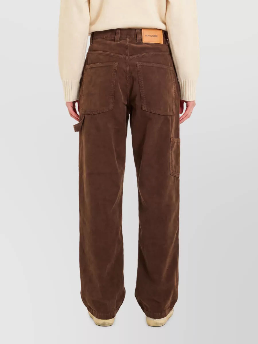 Haikure Cotton Corduroy Mid-Rise Cargo Jeans