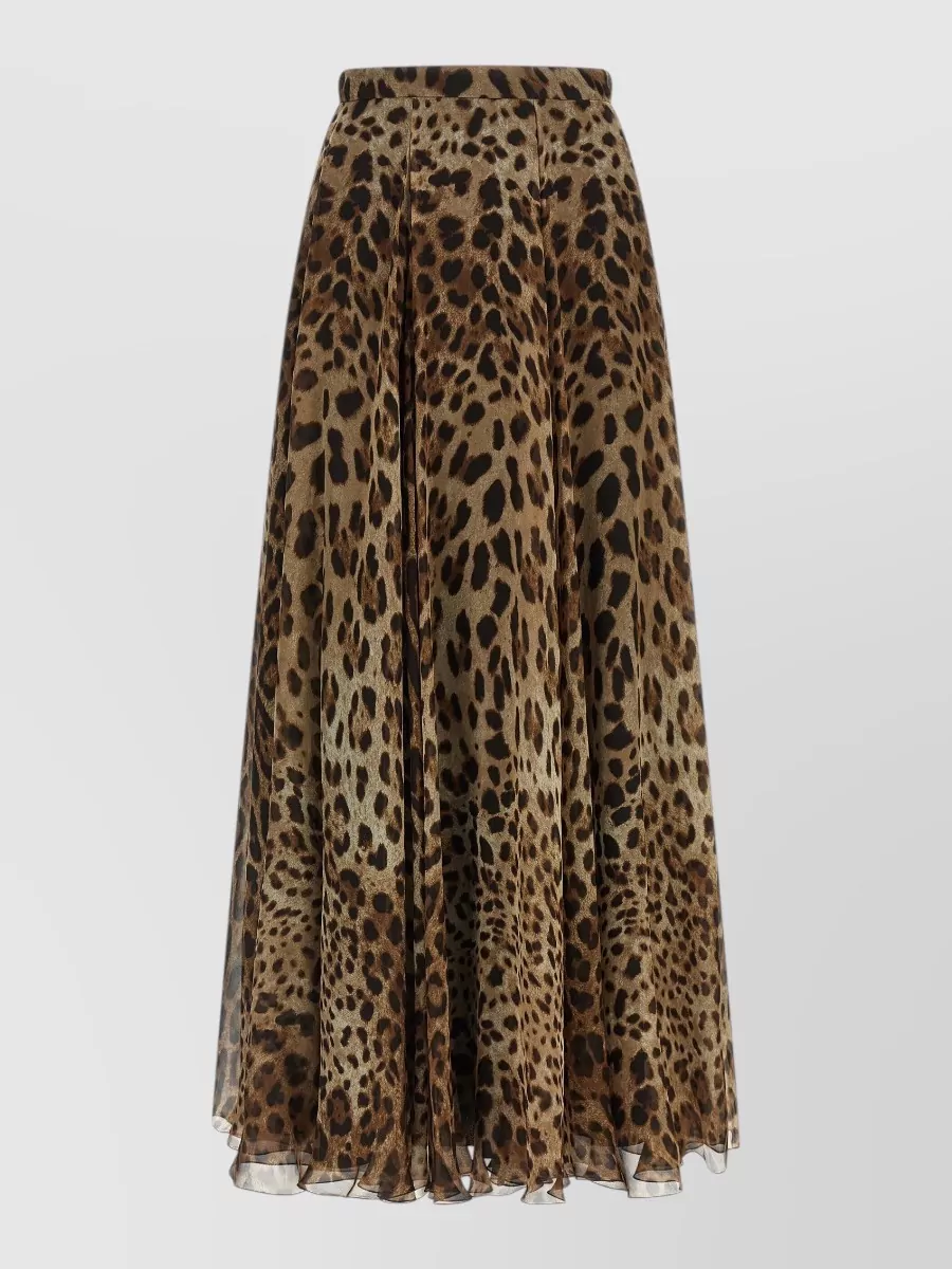 Dolce&Gabbana Silk Leopard-Print Pleated Maxi Skirt