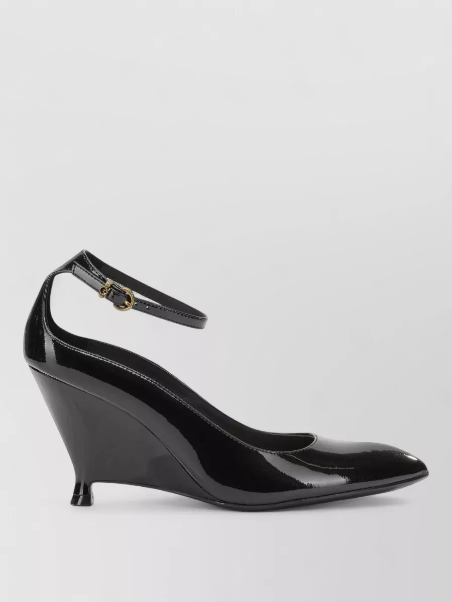Pinko Black Patent-Leather Wedge Pumps