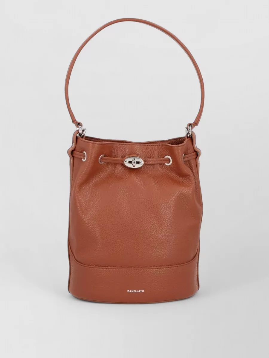 Zanellato Textured Leather Shoulder Bag With Metal Hardware In Purple