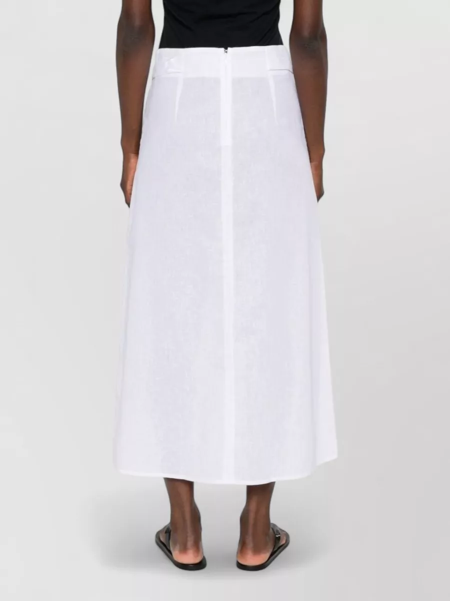 Totême High-Rise A-Line Cotton-Linen Midi Skirt