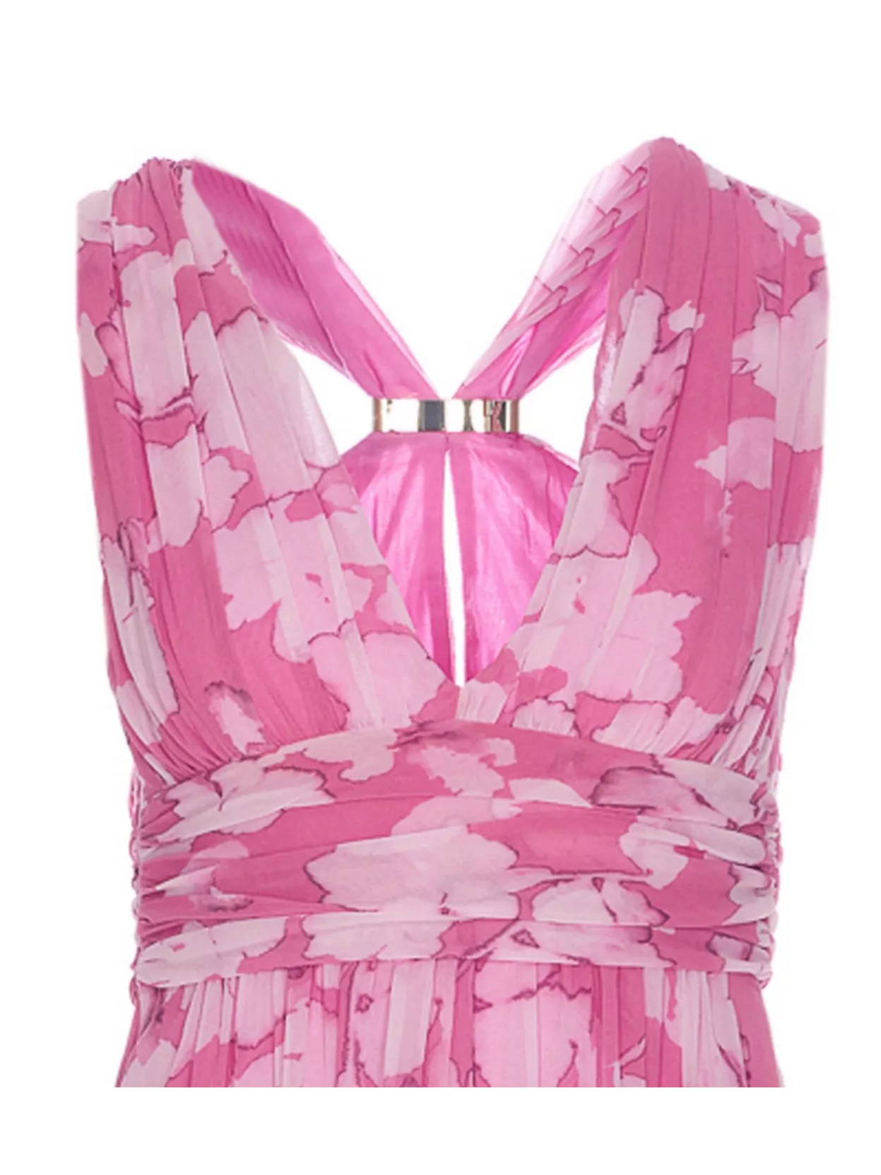 Liu Jo Floral V-Neck Pleated Dress With Back Strap Detail
