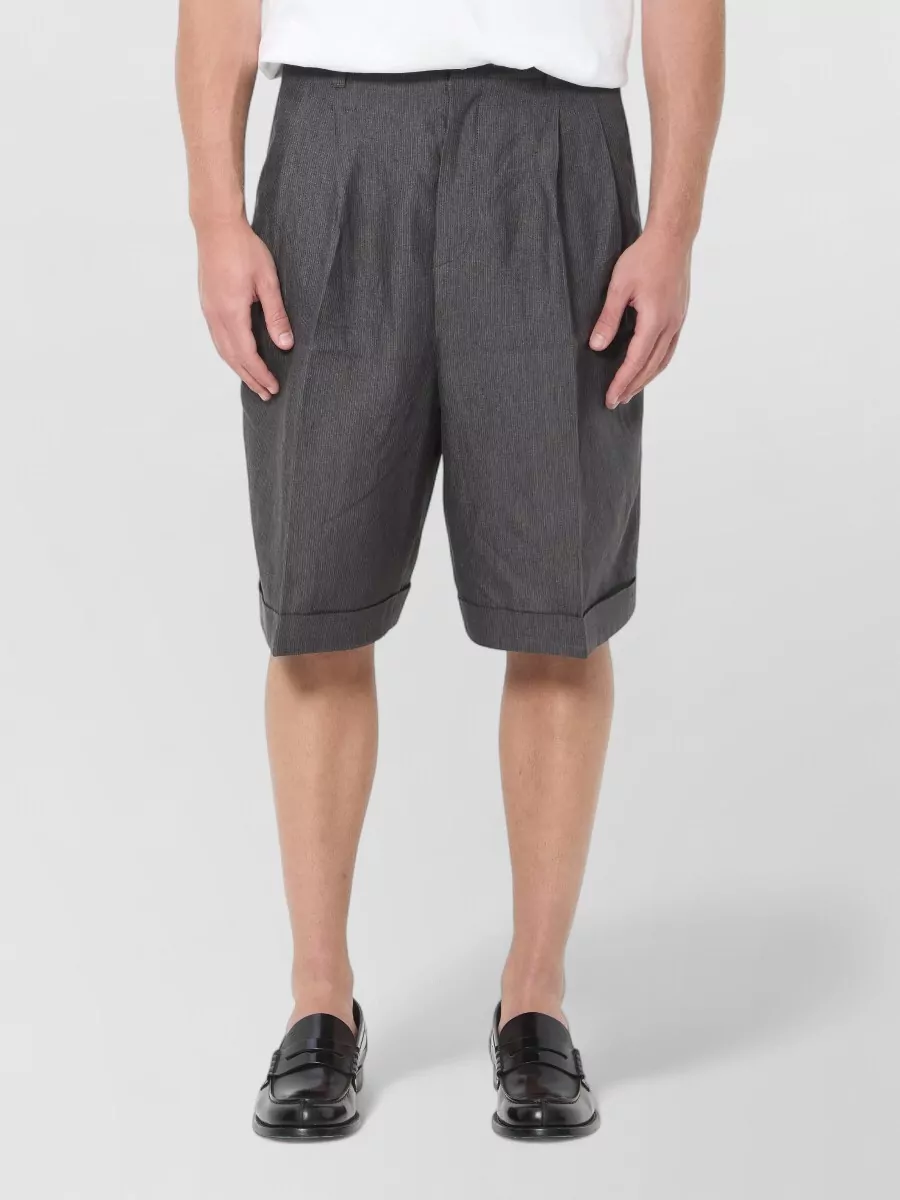 Jacquemus Linen mid-rise wide-leg bermuda shorts