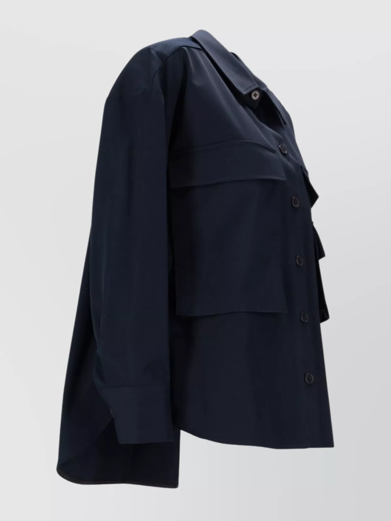 Parosh Long Sleeve Collared Shirt With Pleated Back