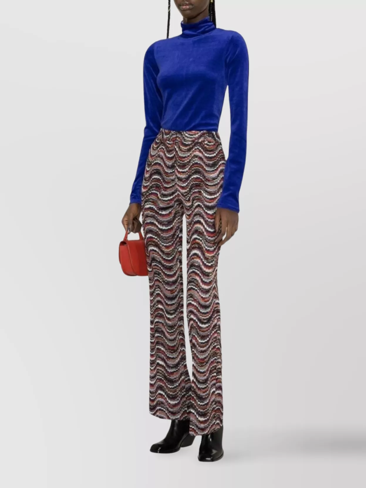 Missoni High Waist Flared Leg Knit Trousers In Multi