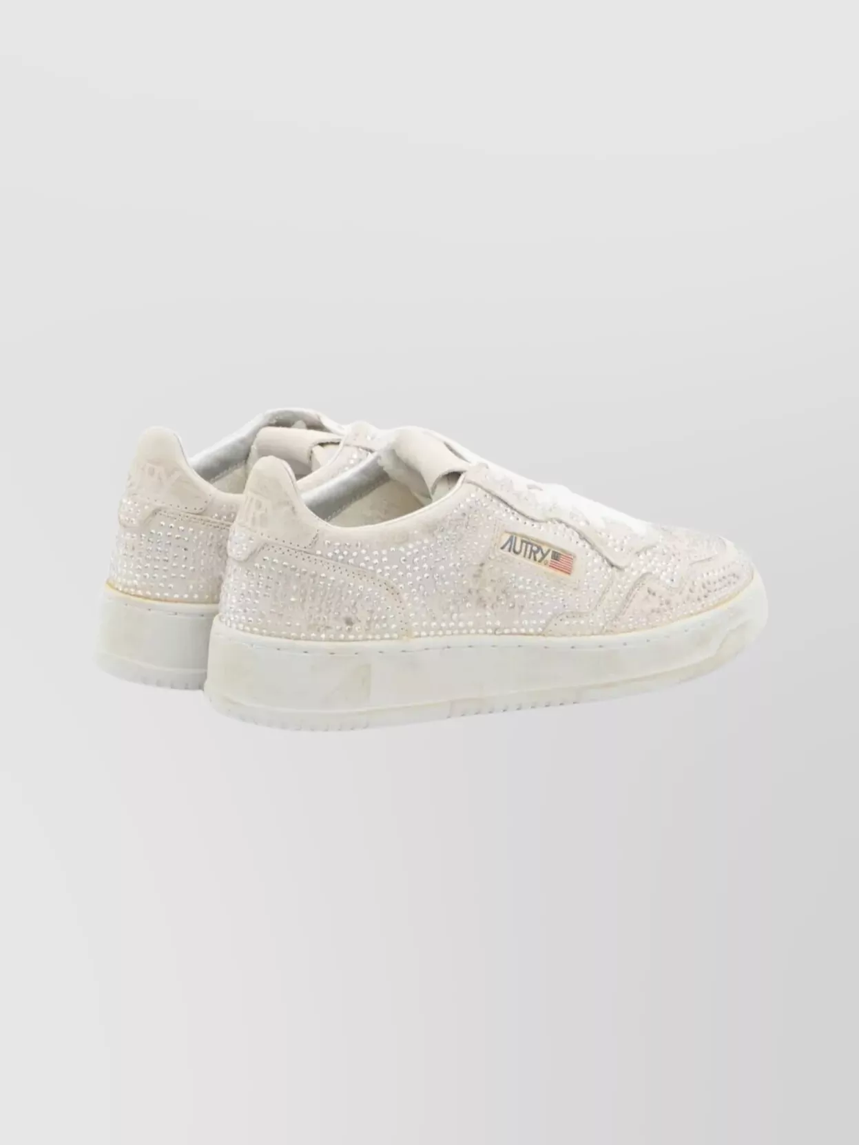 Autry Rhinestone Low Sneakers Worn Effect In Gray