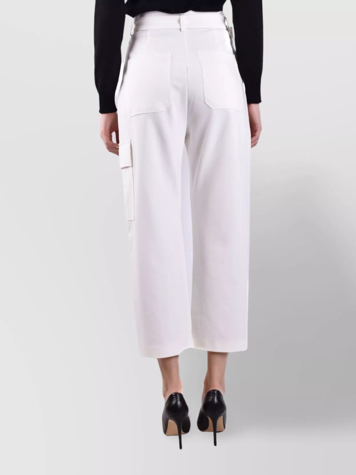 Pinko High Waist Cropped Trousers With Cargo Pockets