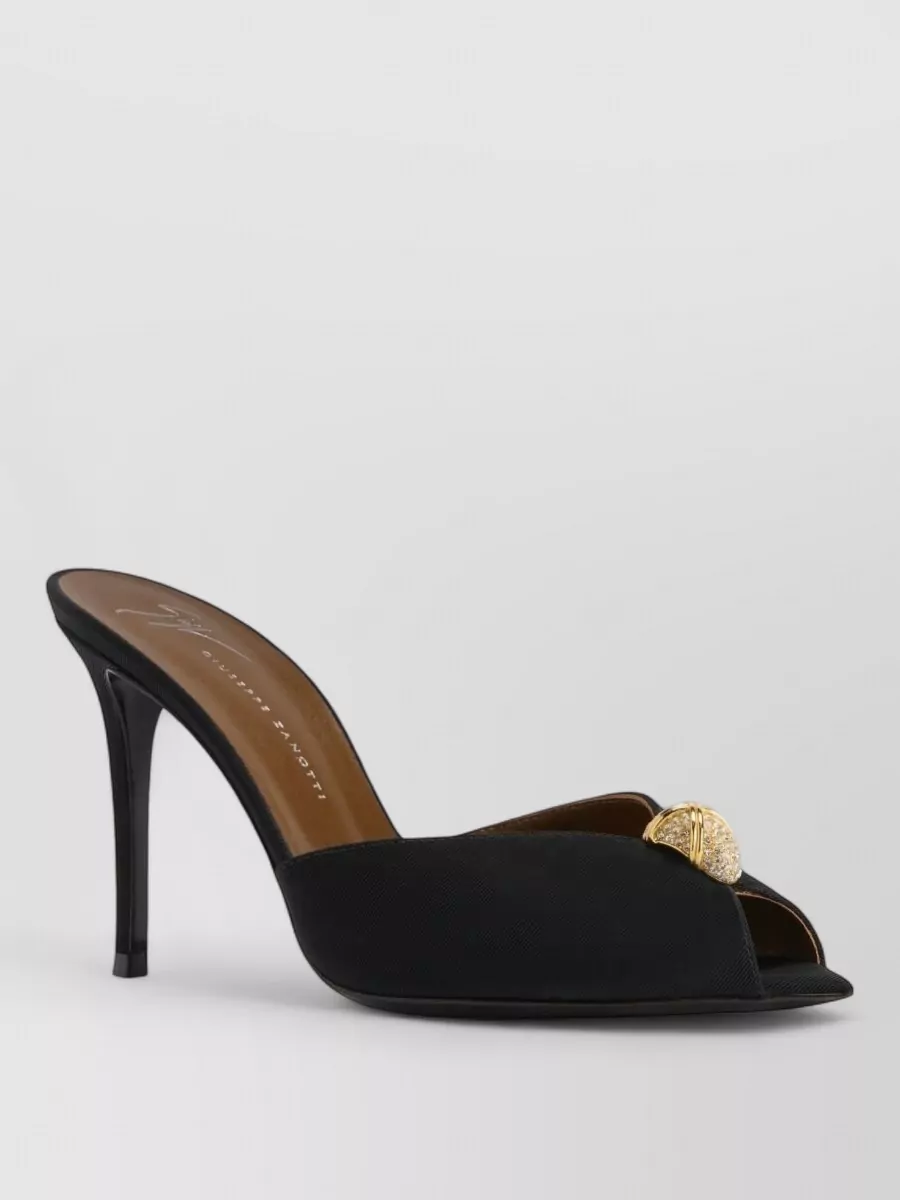Giuseppe Zanotti Leather Crystal-Embellished Open-Toe Mules