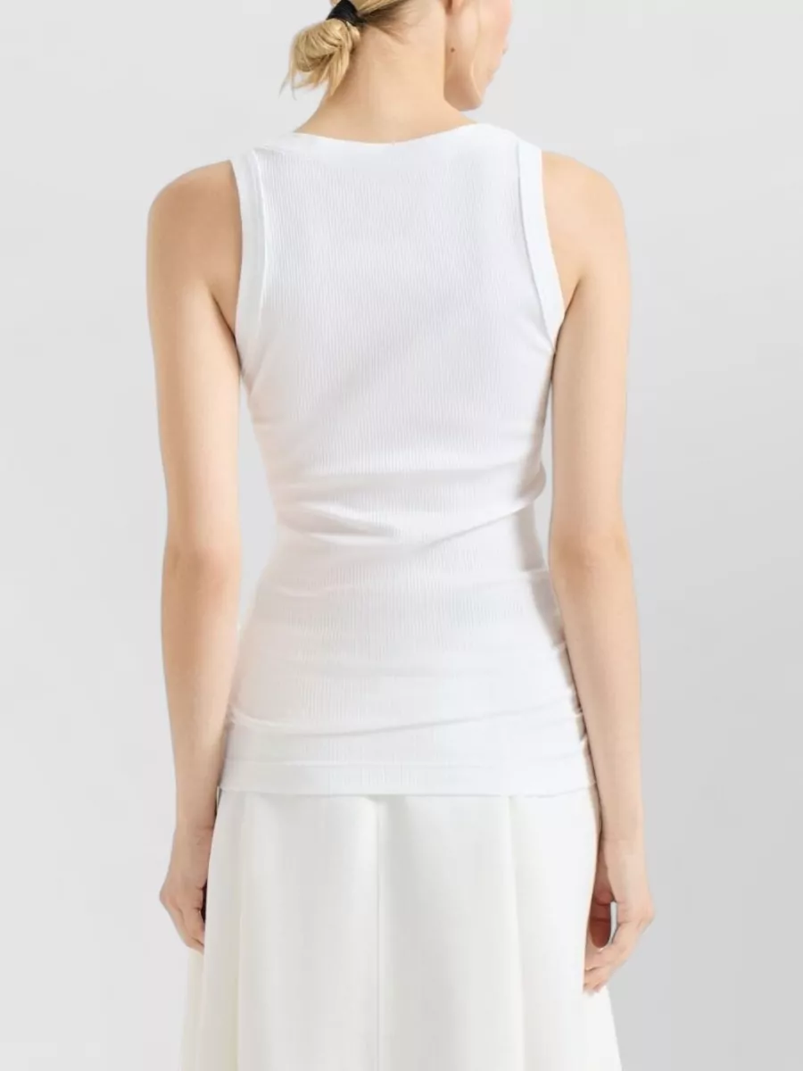 Brunello Cucinelli Ribbed Cotton Tank Scoop Neck Top