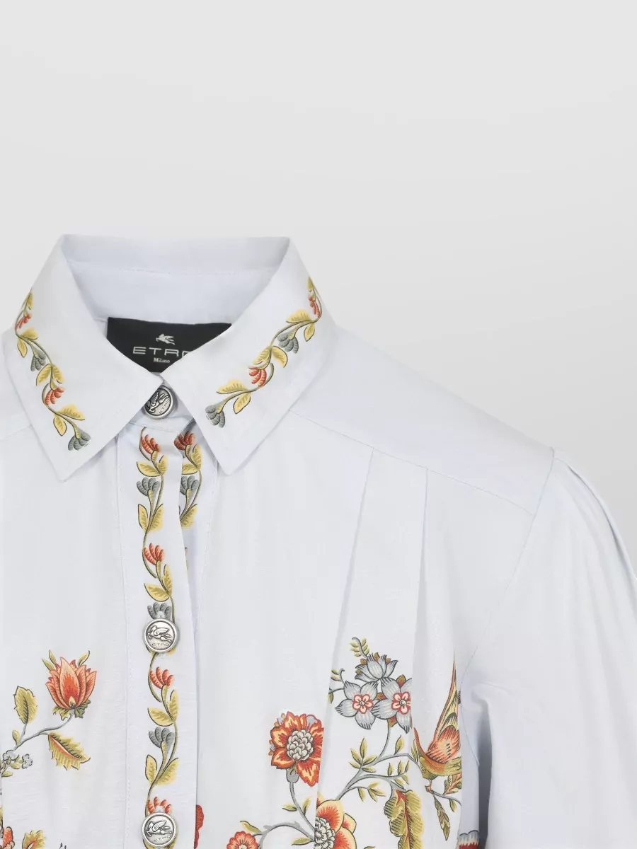 Etro Midi Shirt Dress Cinched Waist Pleated