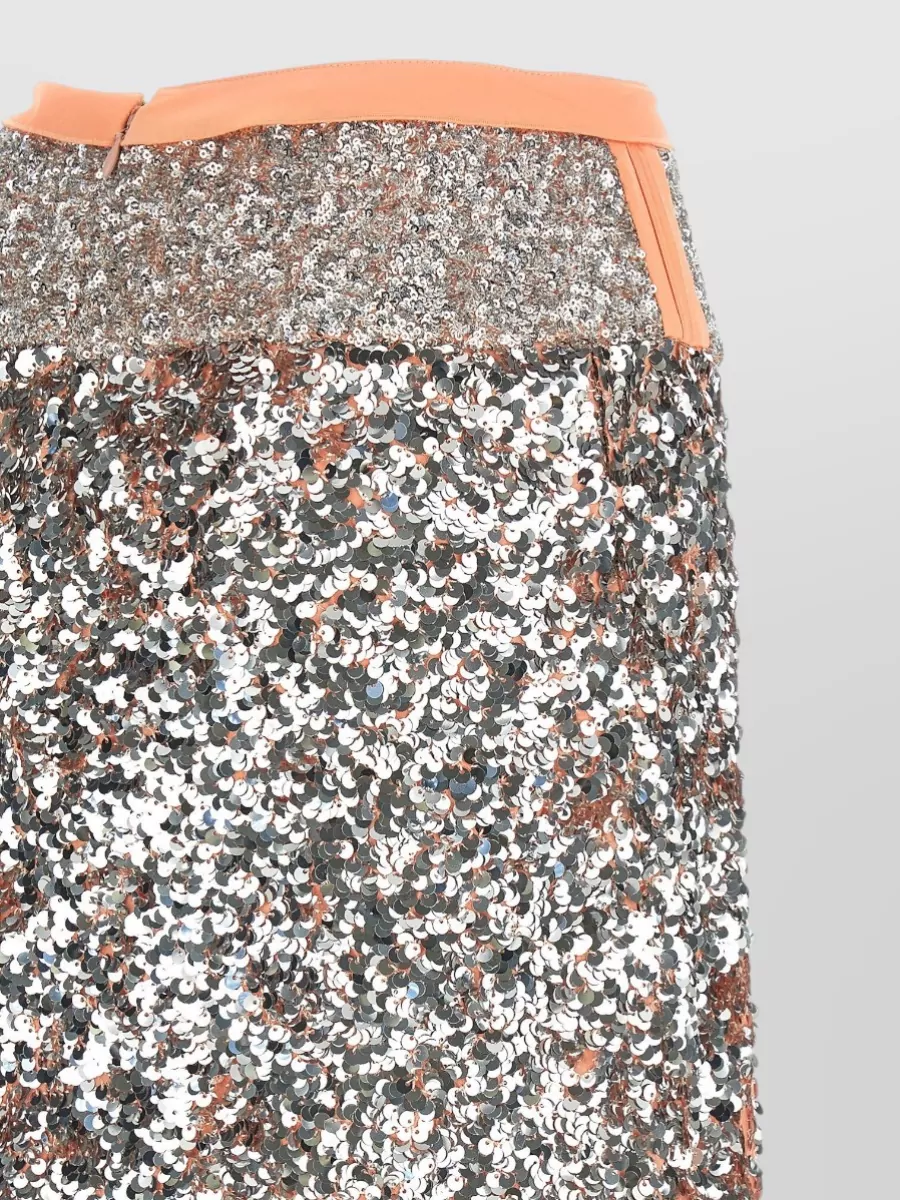 Paco Rabanne Sequin Skirt Contrast Waistband Side Slit