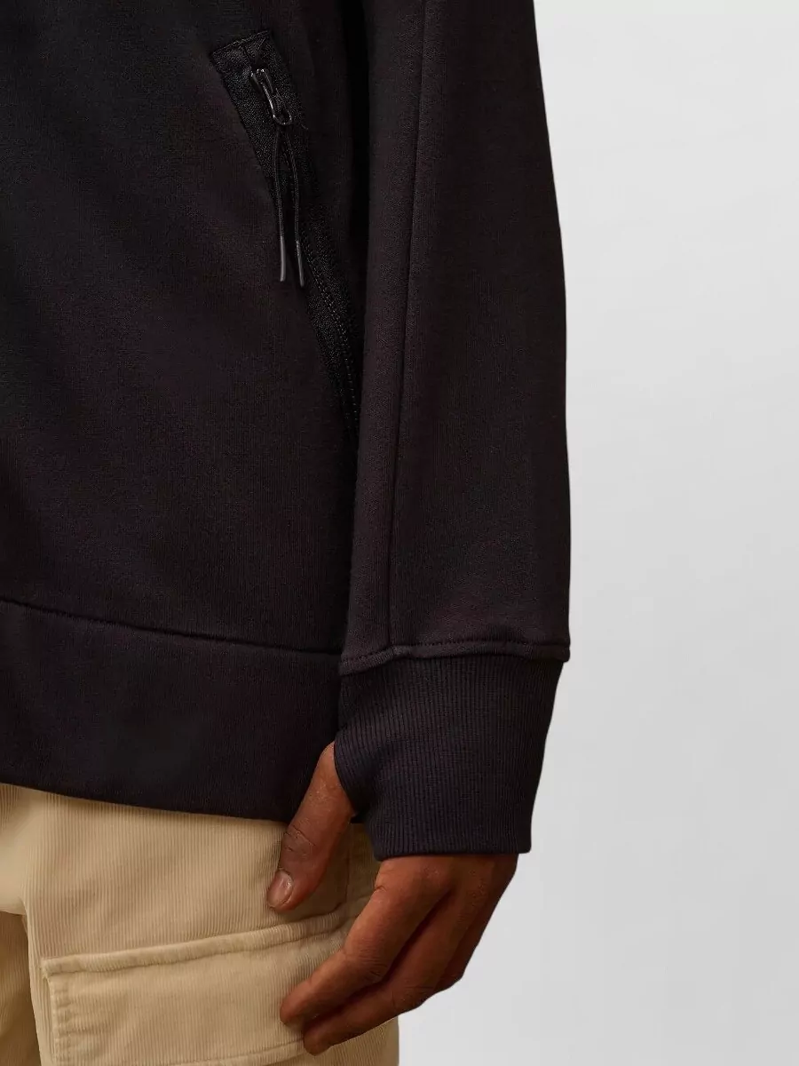 C.p. Company Fleece Goggle Hoodie Raised Diagonal Detail