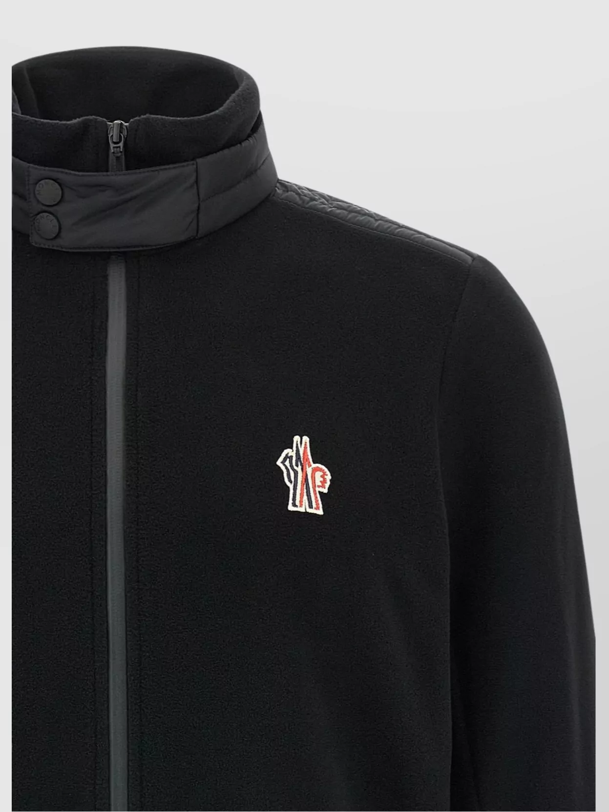 Moncler High Collar Sweatshirt Featuring Button Detail In Black