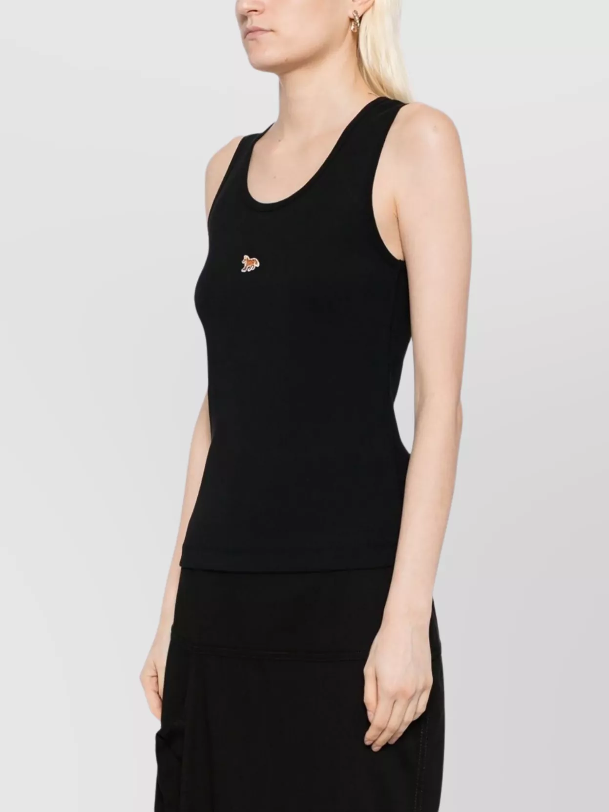 Maison Kitsuné Cotton Tank Top Featuring Ribbed Texture
