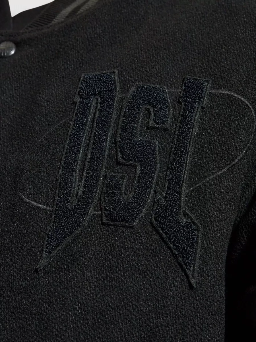 Diesel Jacket Leather Sleeves Side Pockets Ribbed Cuffs