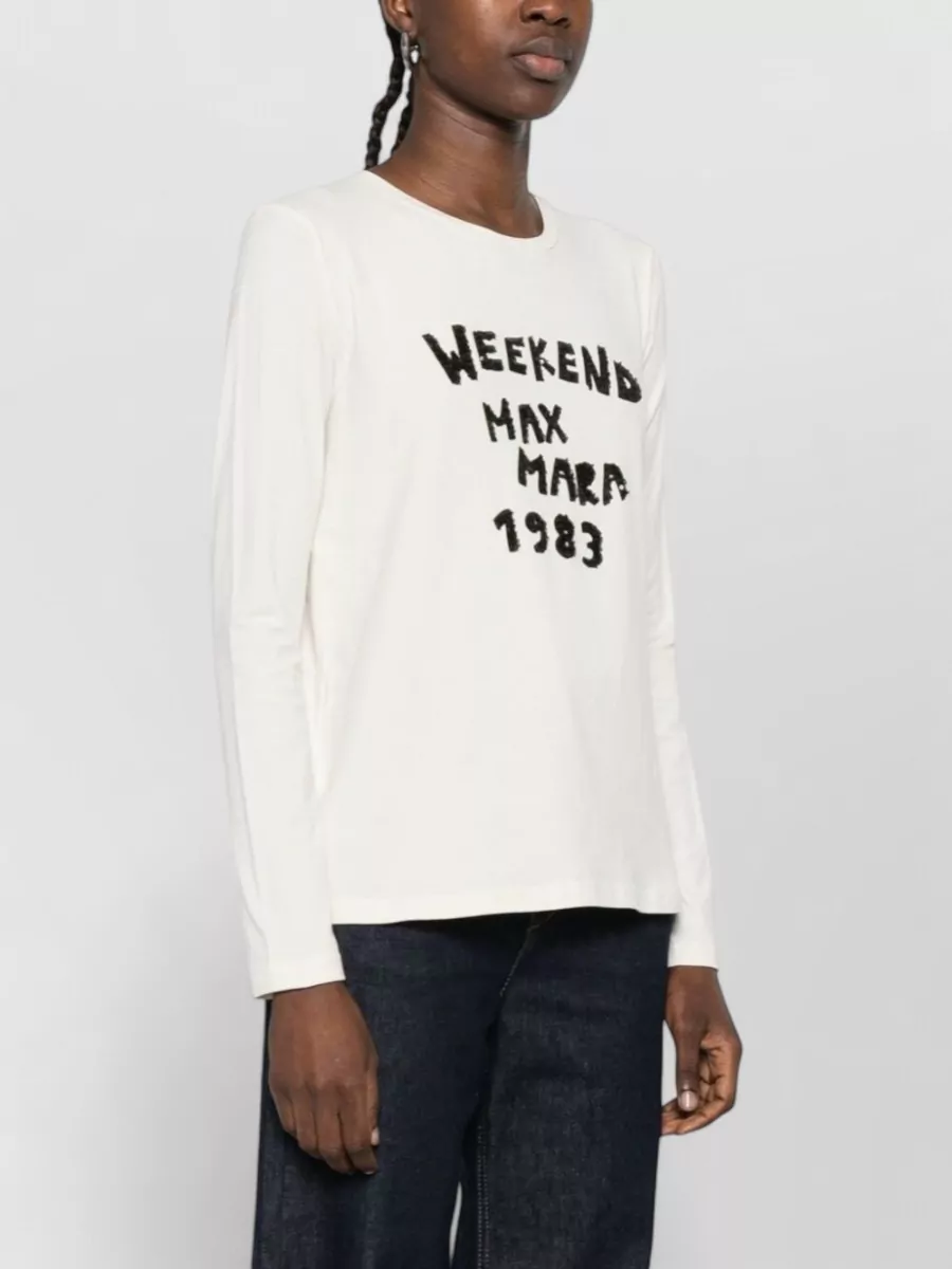 Weekend Max Mara Crew Neck Top Graphic Sequin Detail