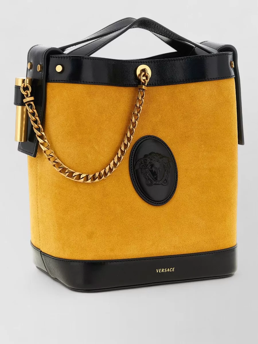 Versace Small Suede And Leather Bucket Bag