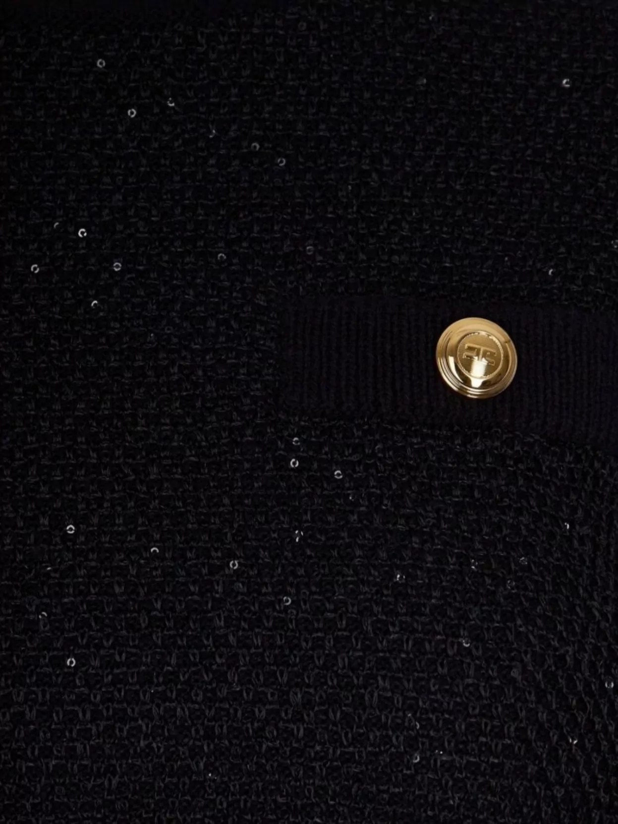 Elisabetta Franchi Cropped Sweater With Gold Buttons And Sequins