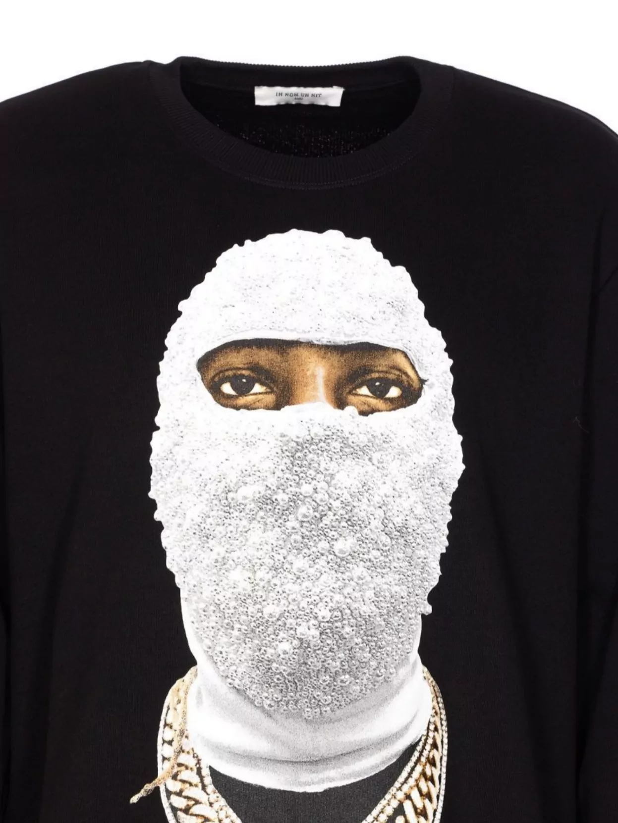 Ih Nom Uh Nit Graphic Print Crewneck Sweater With Long Sleeves In Black