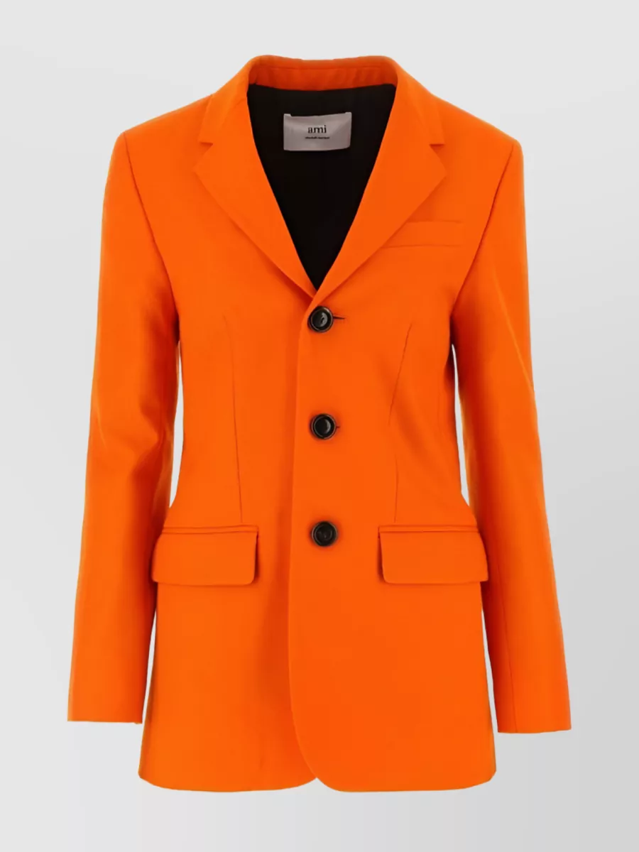 Shop Ami Alexandre Mattiussi Refined Single-breasted Wool Blazer In Orange