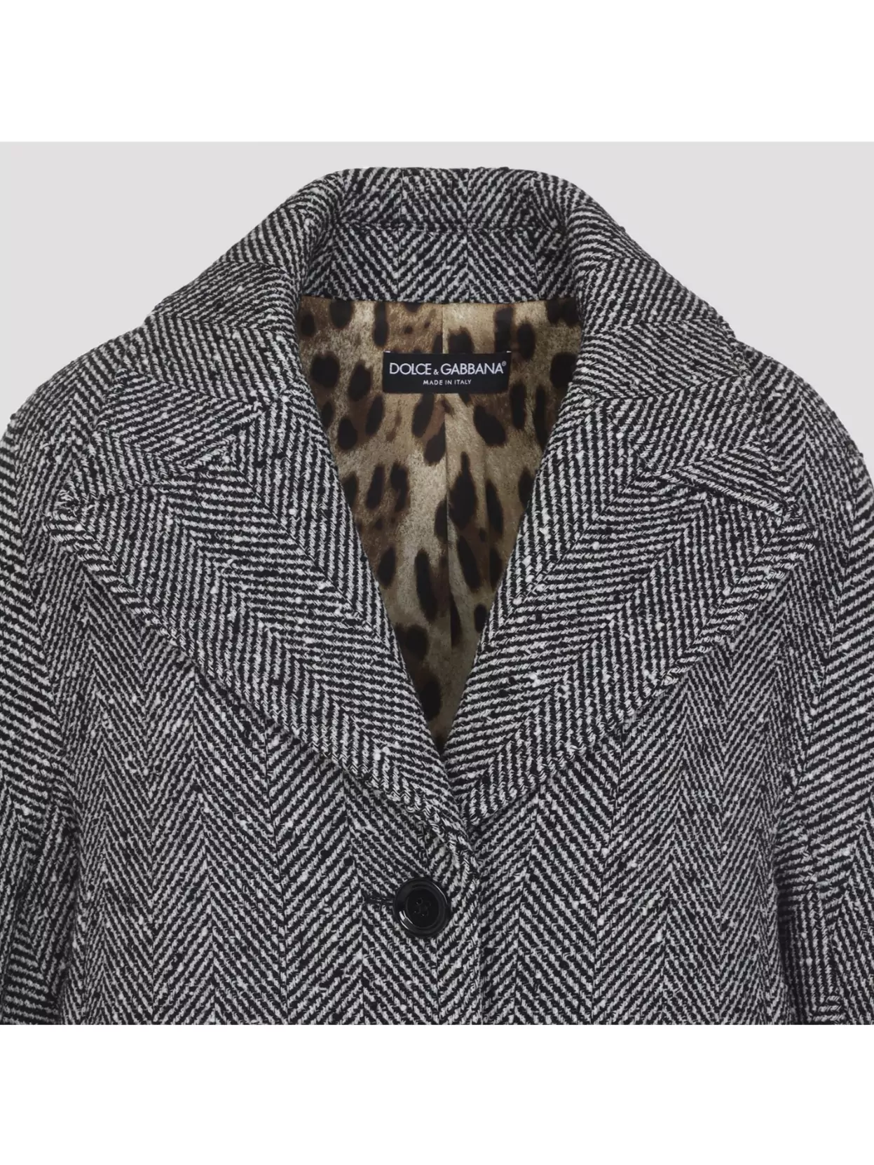 Dolce & Gabbana Herringbone Pattern Coat Long Sleeves In Black