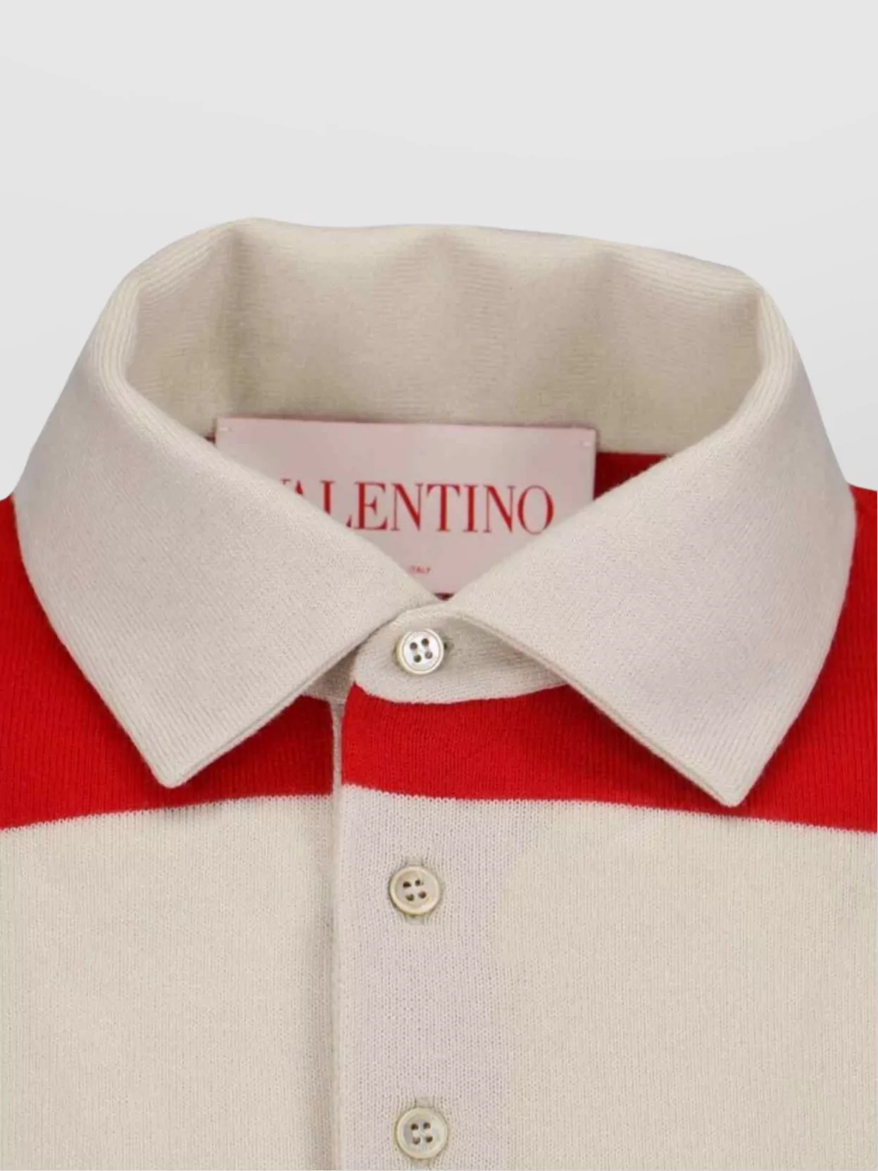 Valentino Striped Pattern Long Sleeves Polo Collar