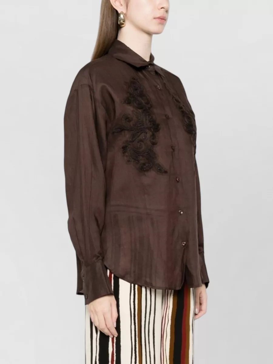 Ermanno Firenze Linen-Blend Embellished Long-Sleeve Shirt