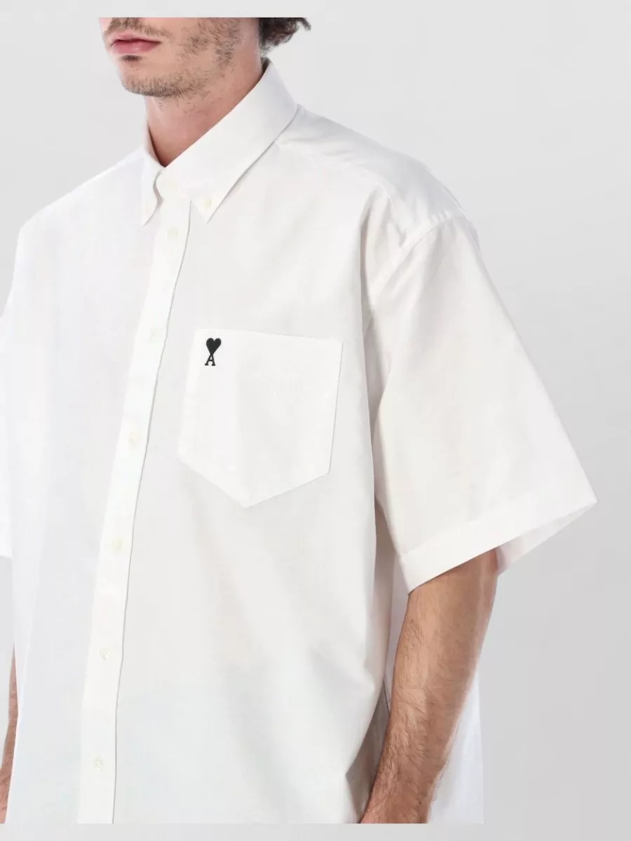 Ami Paris Cotton Boxy Short Sleeve Bowling Shirt