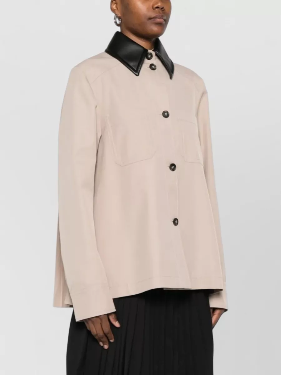 Sportmax Jersey Overshirt Chest Pockets Pleated Back