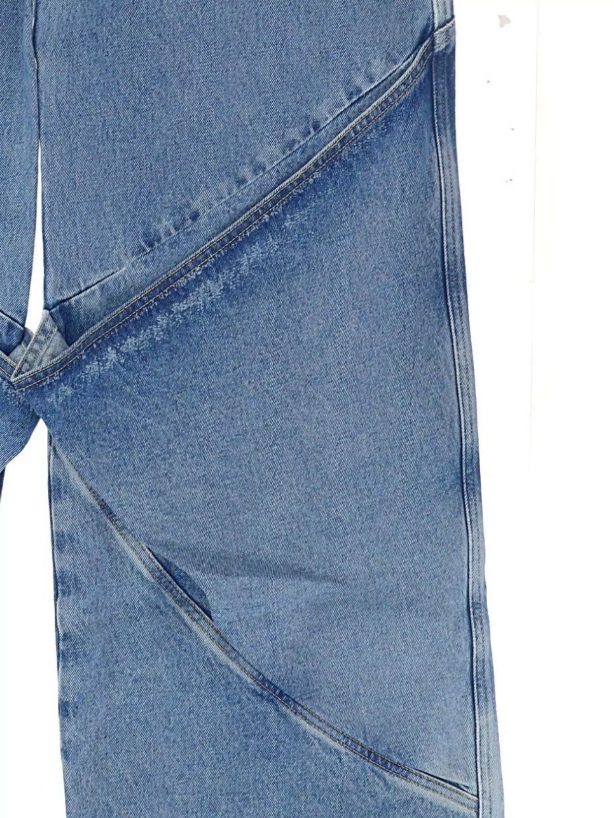 Attico Long Trousers With High Waist And Wide Leg In Blue