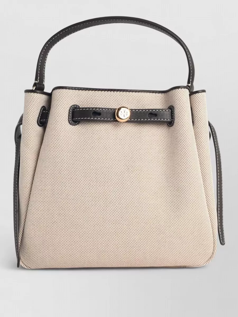Tory Burch Small Romy Canvas Bucket Cotton Bag