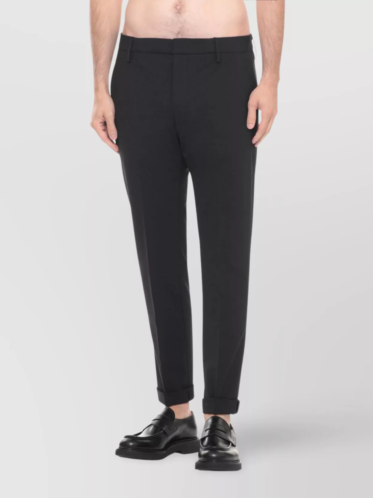 Dondup Straight Cut Trousers Cuffed Hem Detail