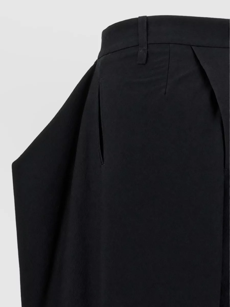 Issey Miyake Jacquard Asymmetric Draped Cropped Wide-Leg Trousers