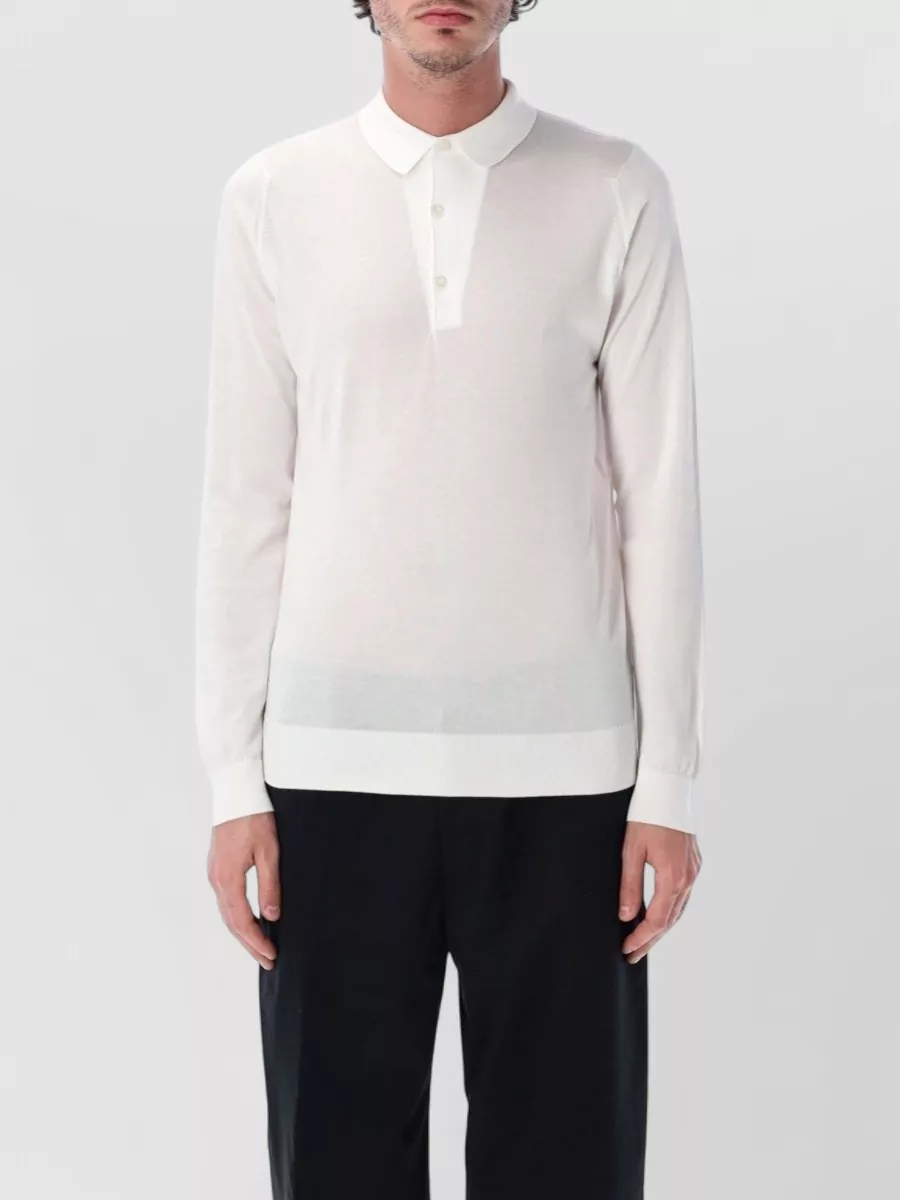 John Smedley cotton long-sleeve polo shirt