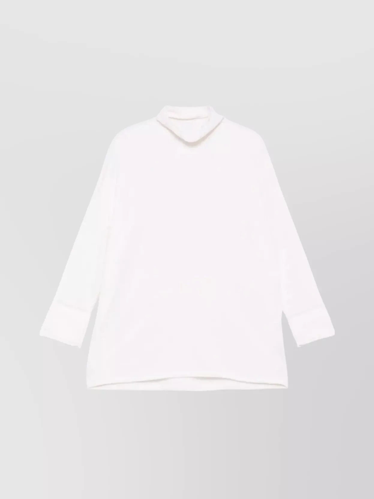 Max Mara High-neck Cashmere Top With Subtle Cuff Detailing In White