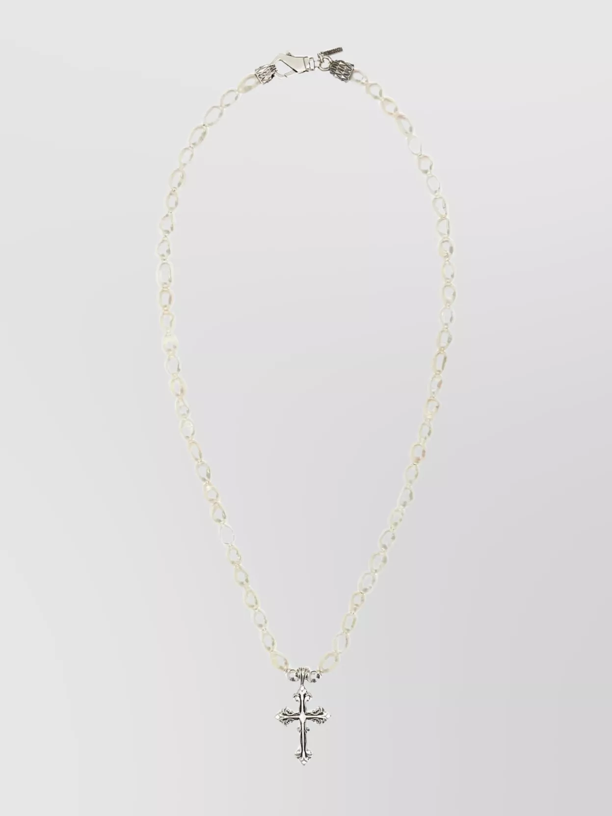 Shop Emanuele Bicocchi Pearl And Cross Pendant Necklace