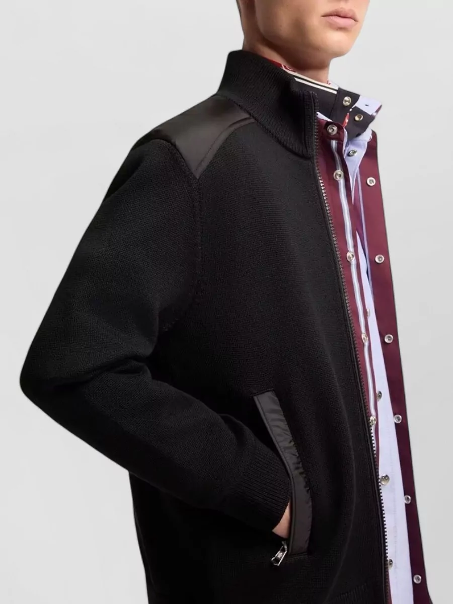Moncler Wool Padded Ribbed Zip-Up Cardigan