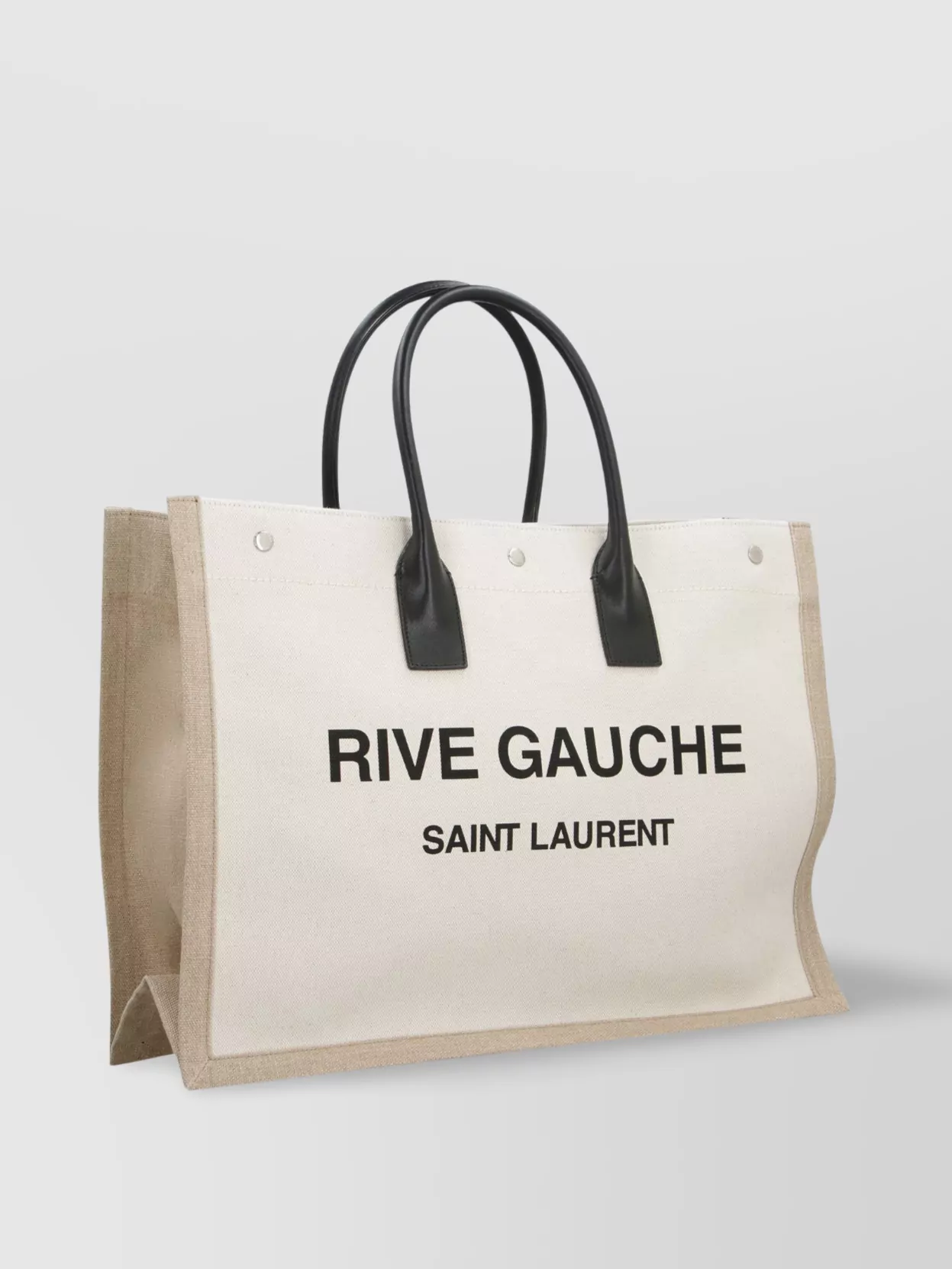 Saint Laurent Rectangular Canvas Tote Bag With Expandable Sides