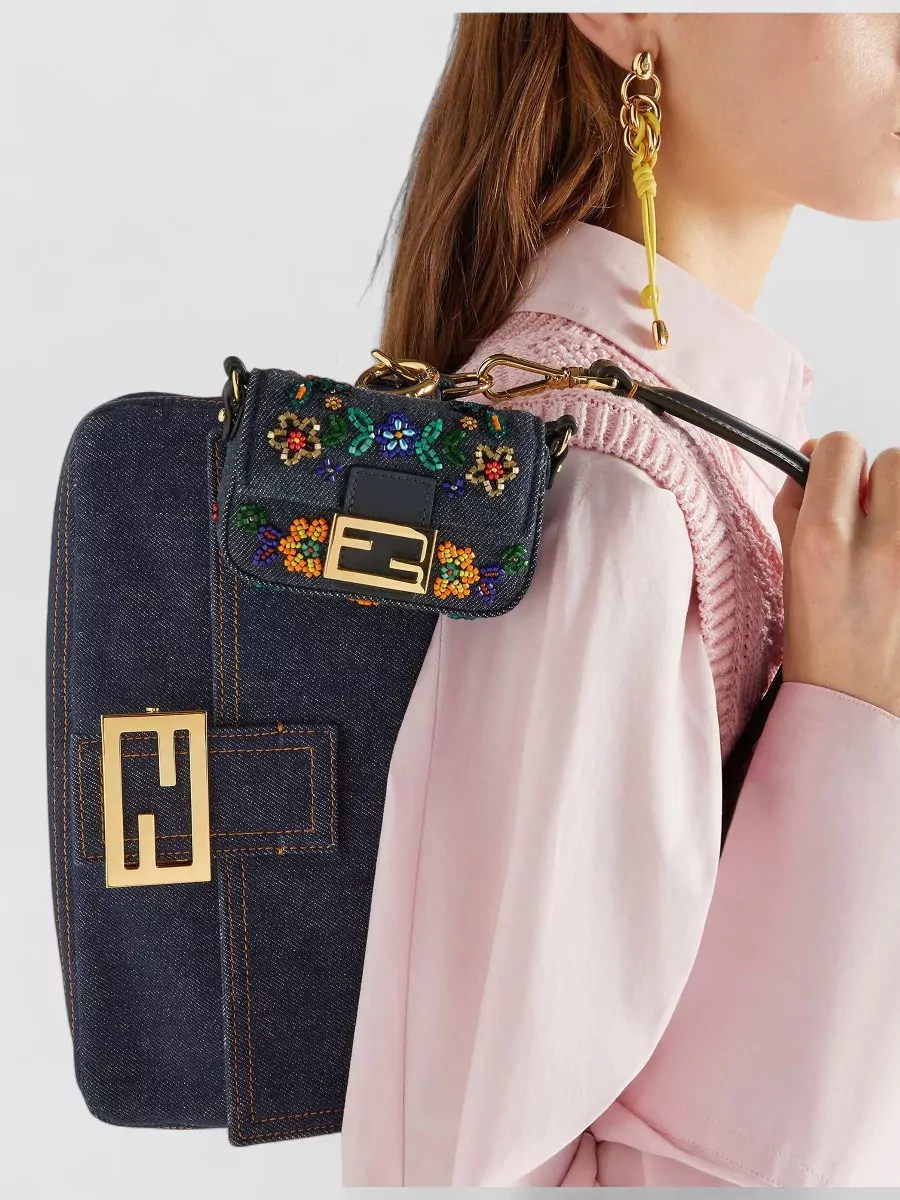 Fendi Baguette Denim Shoulder Bag