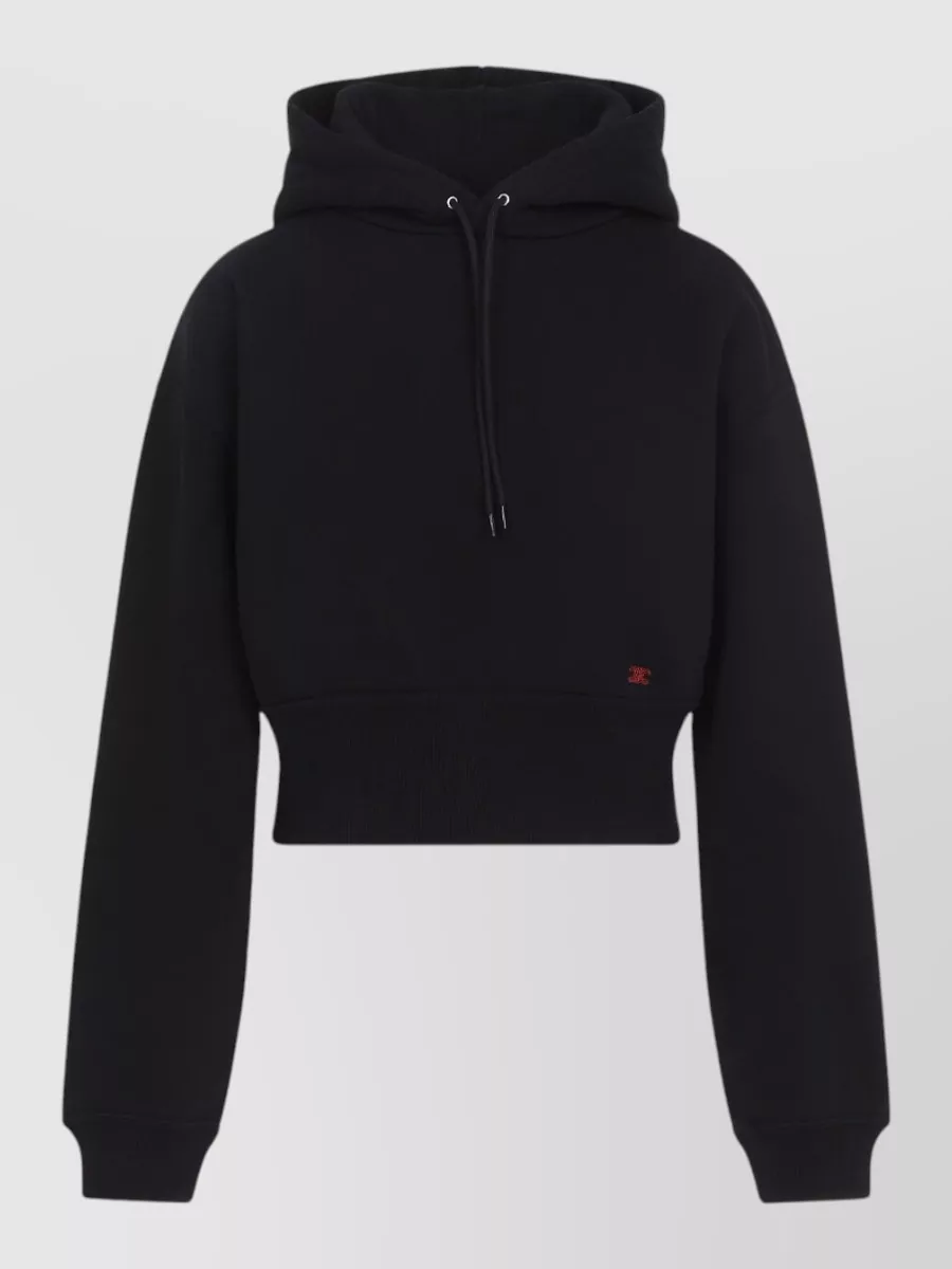 Celine Cropped Logo-Print Cotton Hoodie