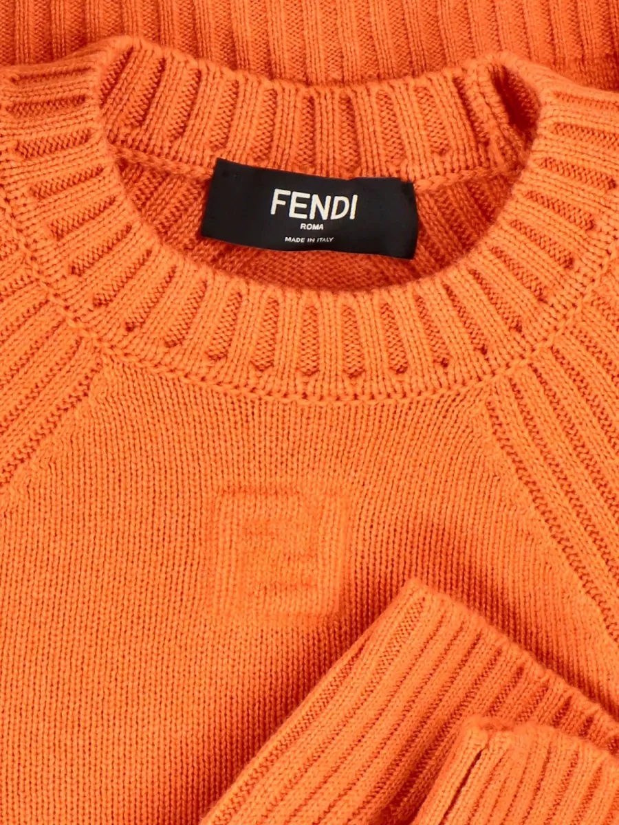 Fendi Knit Pullover Crew Neck Raglan Sleeves