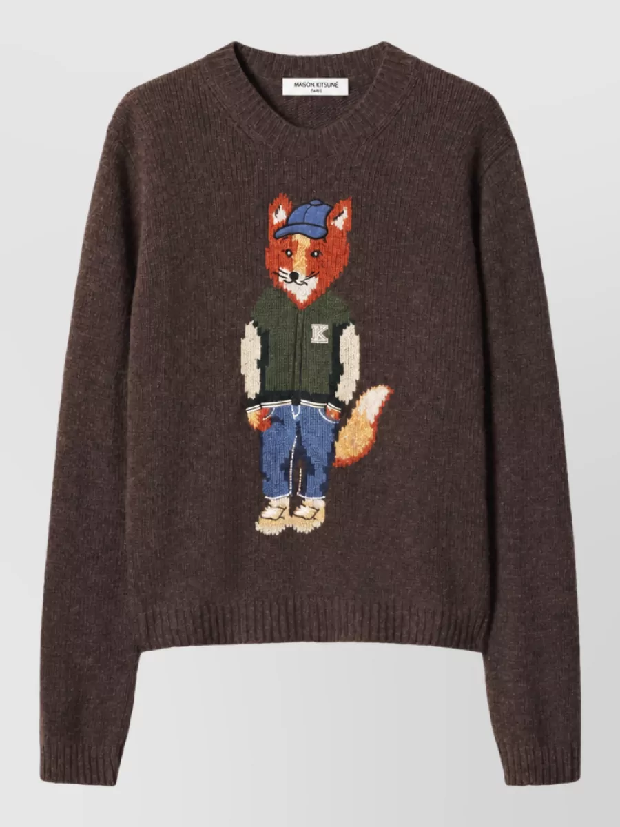 Maison Kitsuné wool-blend ribbed crew-neck sweater
